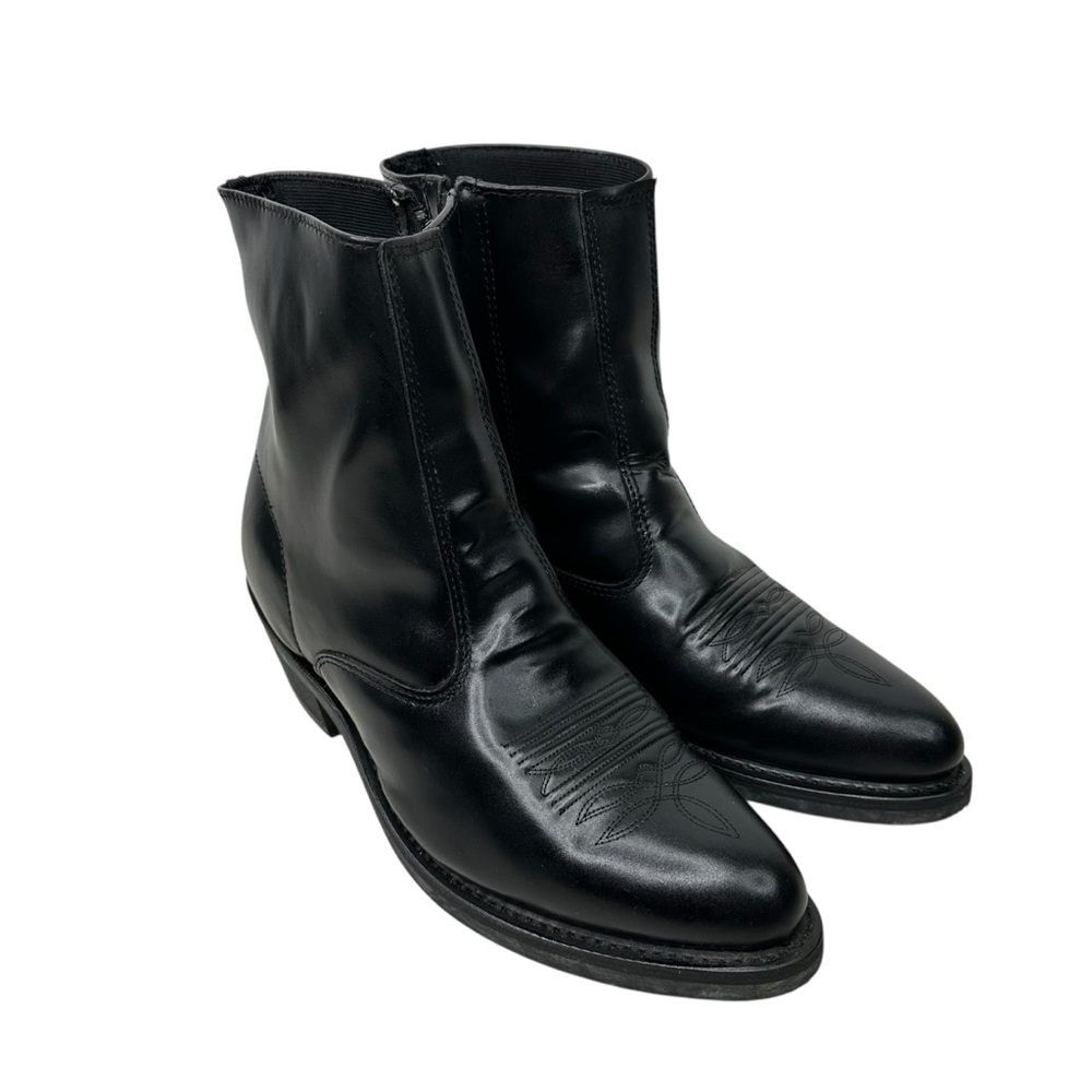 Masterson Boot Co Black Leather Western Ankle Boots Side Zip Men's 11 EW